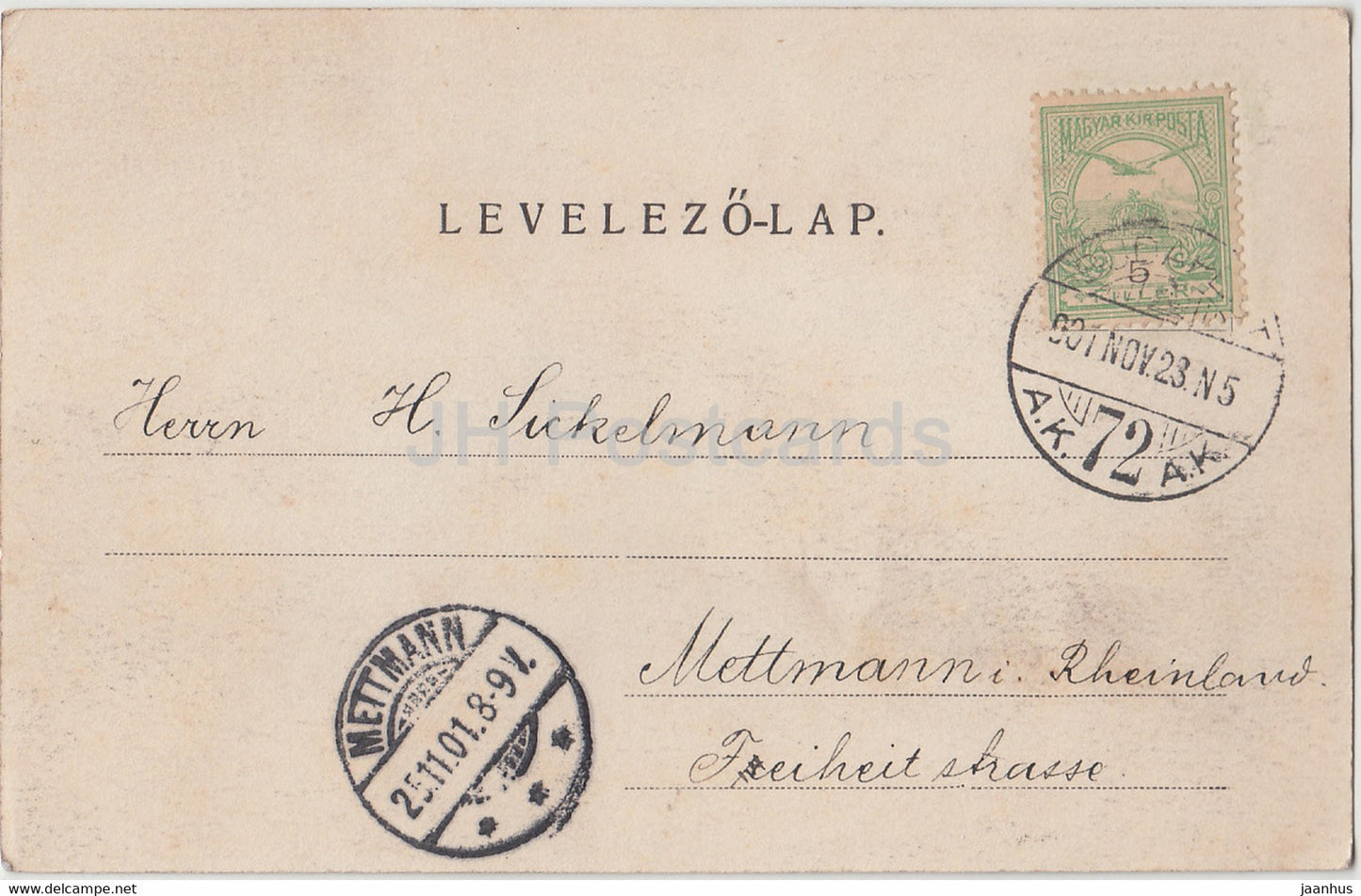 Budapest - Kilatas a Margitsziget fele - Aussicht auf die Margarethen Insel - alte Postkarte - 1901 - Ungarn - gebraucht