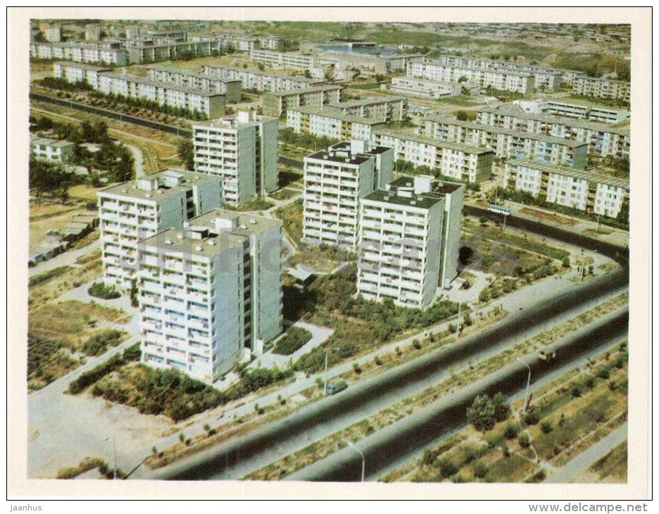 new houses in Chilanzar district - Tashkent - large format card - 1974 - Uzbekistan USSR - unused - JH Postcards