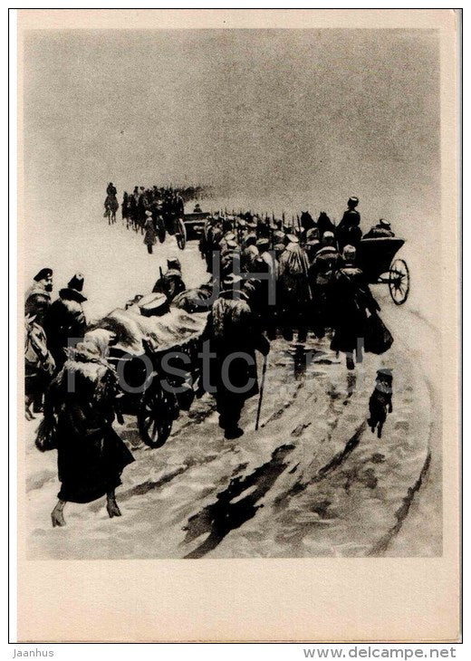 illustration by O. Vereysky - Retreat of counterrevolution - And Quiet Flows the Don - 1959 - Russia USSR - unused - JH Postcards