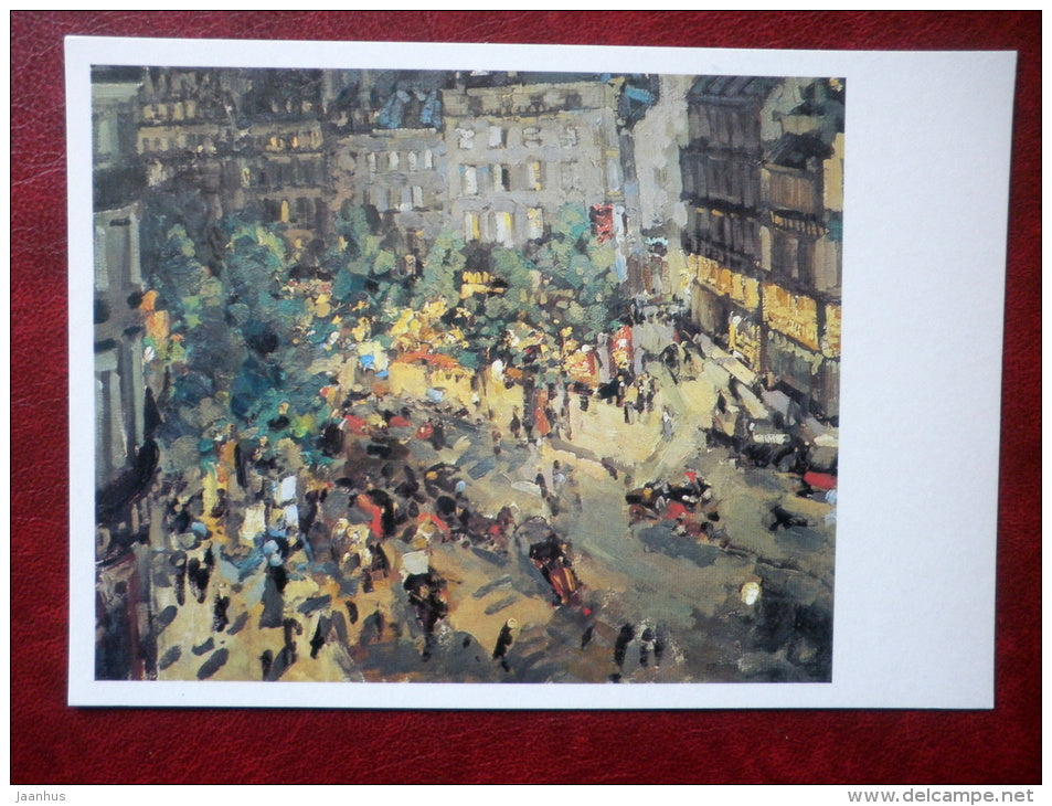 painting by Konstantin Korovin , Paris . Boulevard des Capucines , 1911 - russian art - unused - JH Postcards