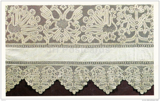 detail of a bed valance - Vologda - Russian Lace - handicraft - 1983 - Russia USSR - unused - JH Postcards