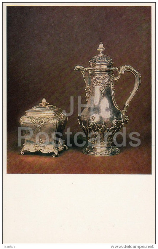 Silver Coffee Pot , London - Western European Silver from Hermitage - 1982 - Russia USSR - unused - JH Postcards