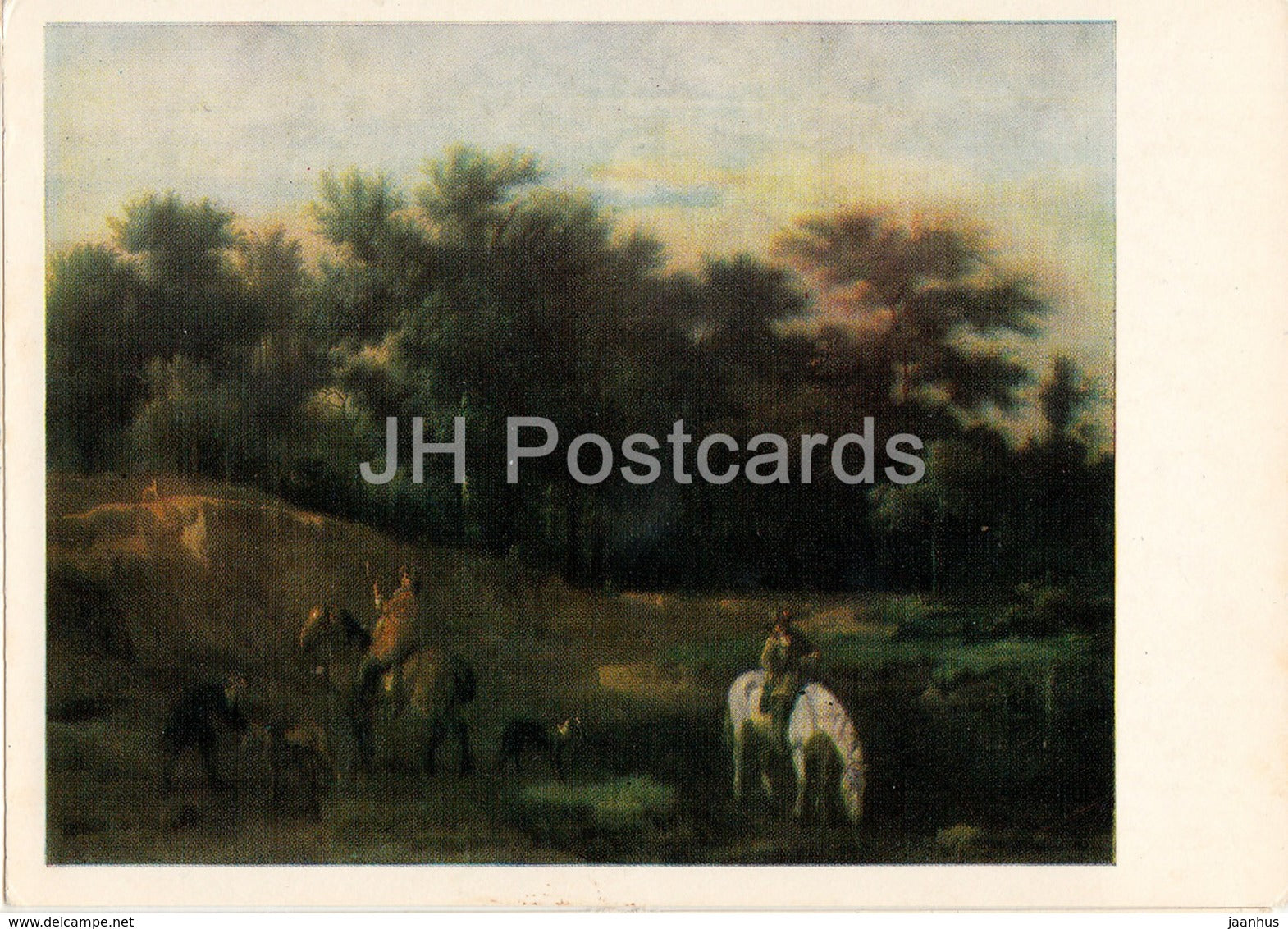 painting by Adriaen van de Velde - Landscape - horses - Dutch art - 1985 - Russia USSR - unused - JH Postcards