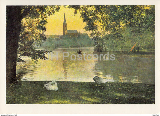 Karl Marx Stadt - Chemnitz - Schlossteich mit Schlosskirche - church - Reproduktionen - DDR Germany - unused - JH Postcards