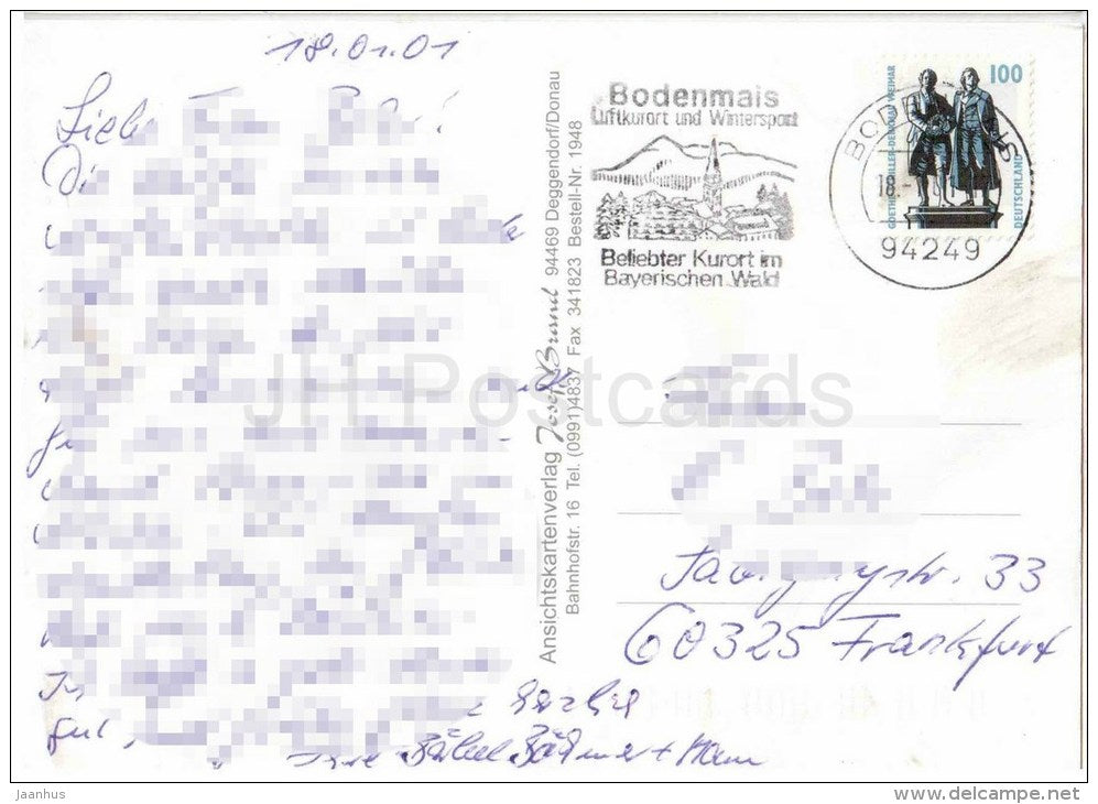 Bodenmais , Bayerischer wald - Germany - 2001 gelaufen - JH Postcards