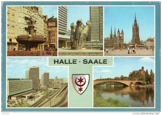 Halle - Saale - Eselsbrunnen - Markt - Burg Giebiechenstein - Germany - 1987 gelaufen - JH Postcards