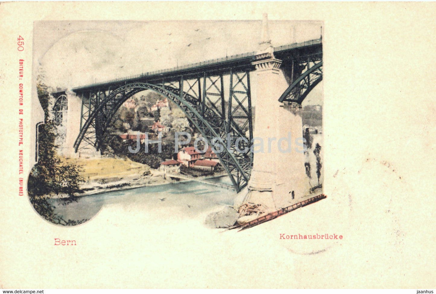 Bern - Berne - Kornhausbrucke - bridge - 450 - old postcard - 1902 - Switzerland - used - JH Postcards