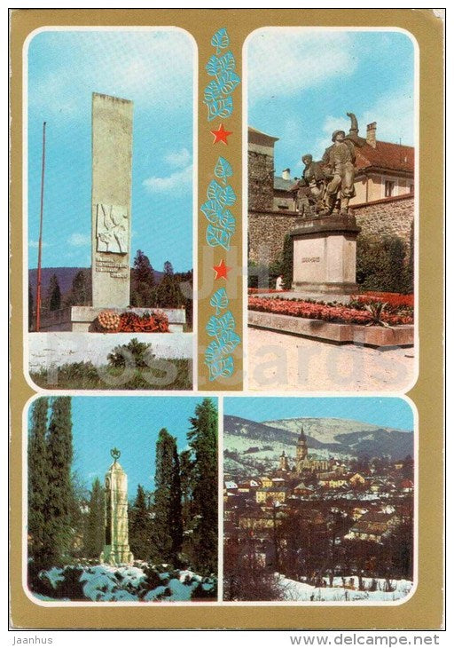 Kremnica - monuments - Czechoslovakia - Slovakia - used 1975 - JH Postcards