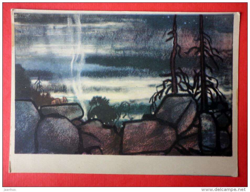 illustration by E. Okas - Introduction - Kalevipoeg - Estonian national epic poem - 1961 - Estonia USSR - unused - JH Postcards