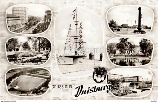 Gruss aus Duisburg - Konigstrasse - Haupbahnhof - Tierpark - 1963 - Germany - used - JH Postcards