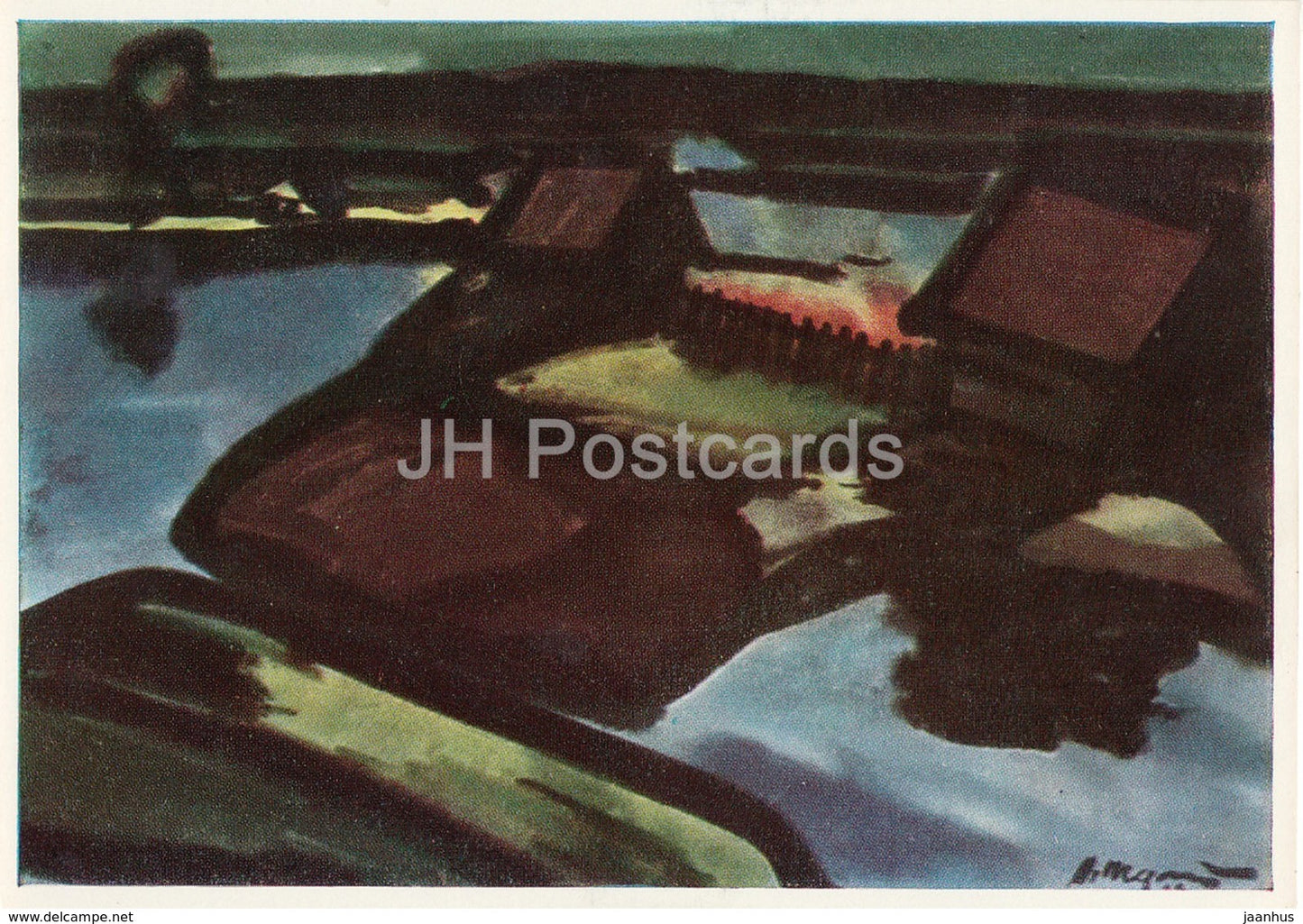 painting by A. Megnis - Solomenskoye . Old House - In Karelia - art - 1971 - Russia USSR - unused - JH Postcards