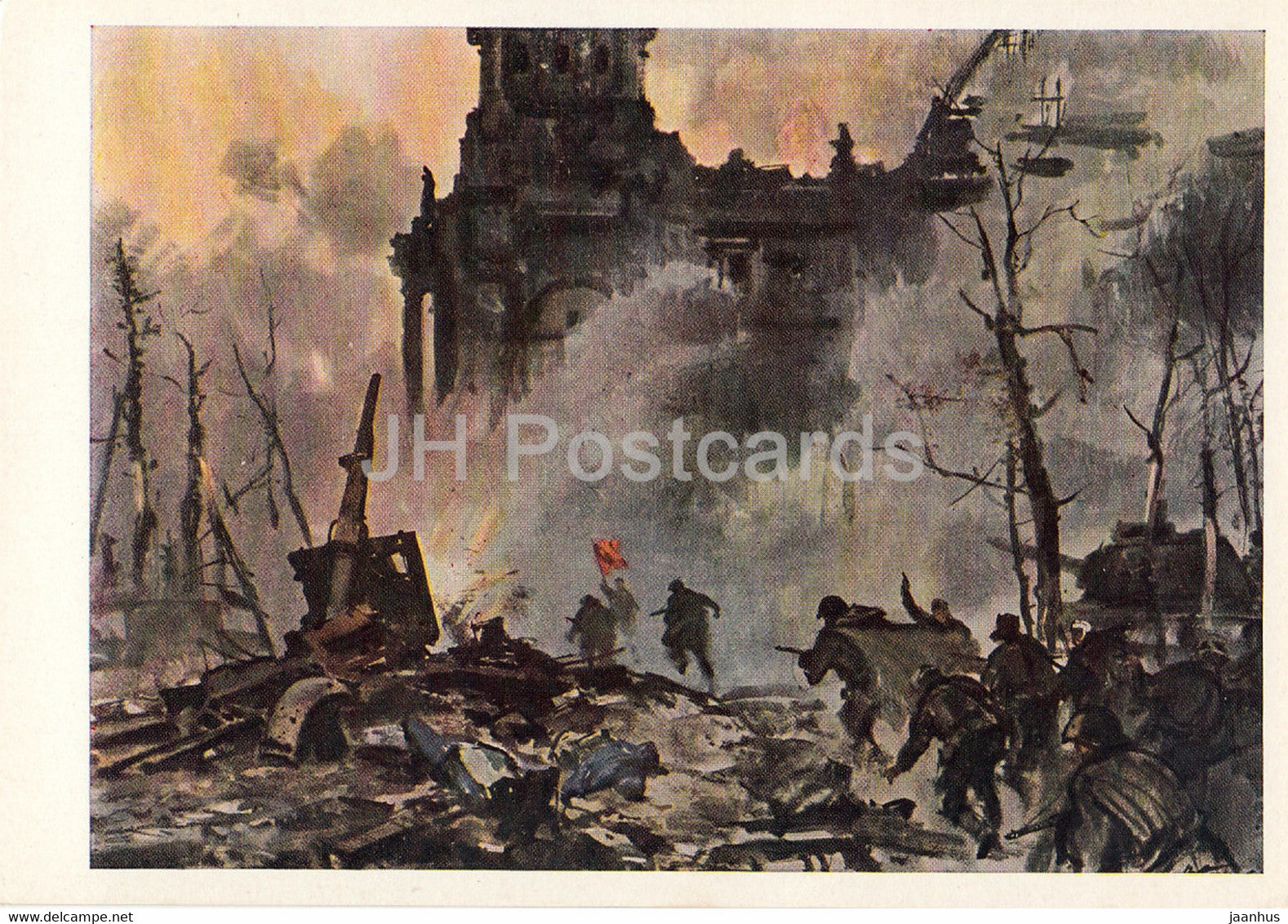 Guarding the World - painting by V. Bogatkin - Storming of the Reichstag - military - art - 1965 - Russia USSR - unused - JH Postcards