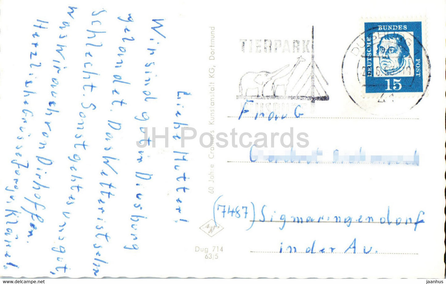 Gruss aus Duisburg - Konigstrasse - Haupbahnhof - Tierpark - 1963 - Allemagne - occasion