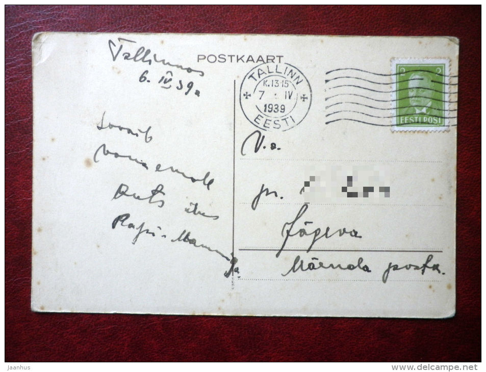 Easter Greeting Card - chicken - eggs - circulated in Estonia 1939 , Tallinn - Estonia - used - JH Postcards