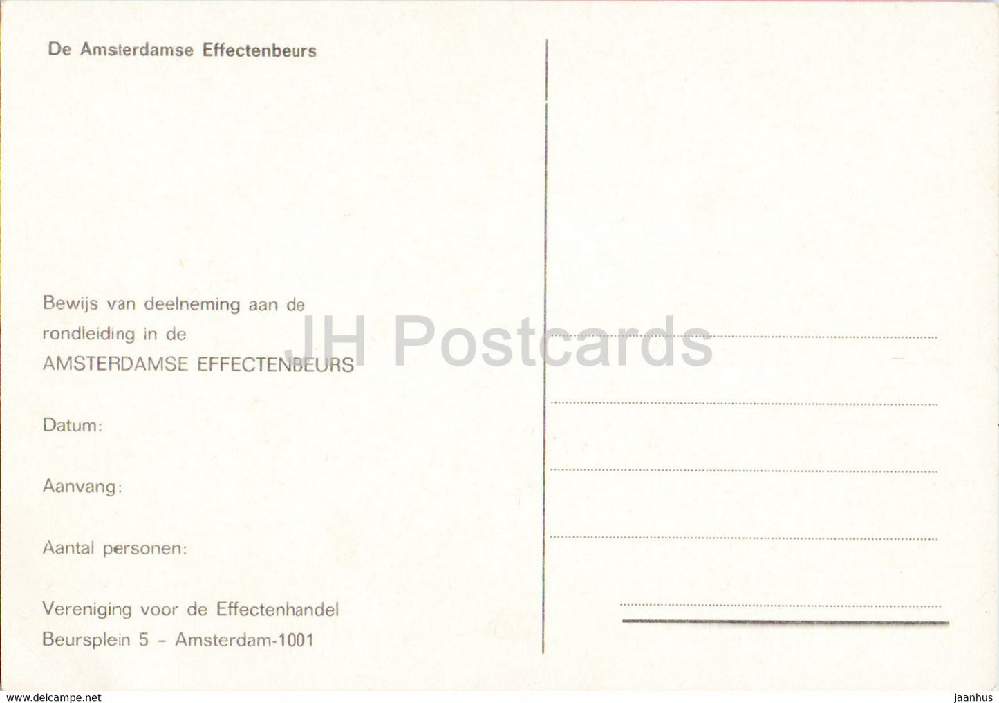 Amsterdam – De Amsterdamse Effectenbeurs – Die Amsterdamer Börse – Autos – Niederlande – unbenutzt