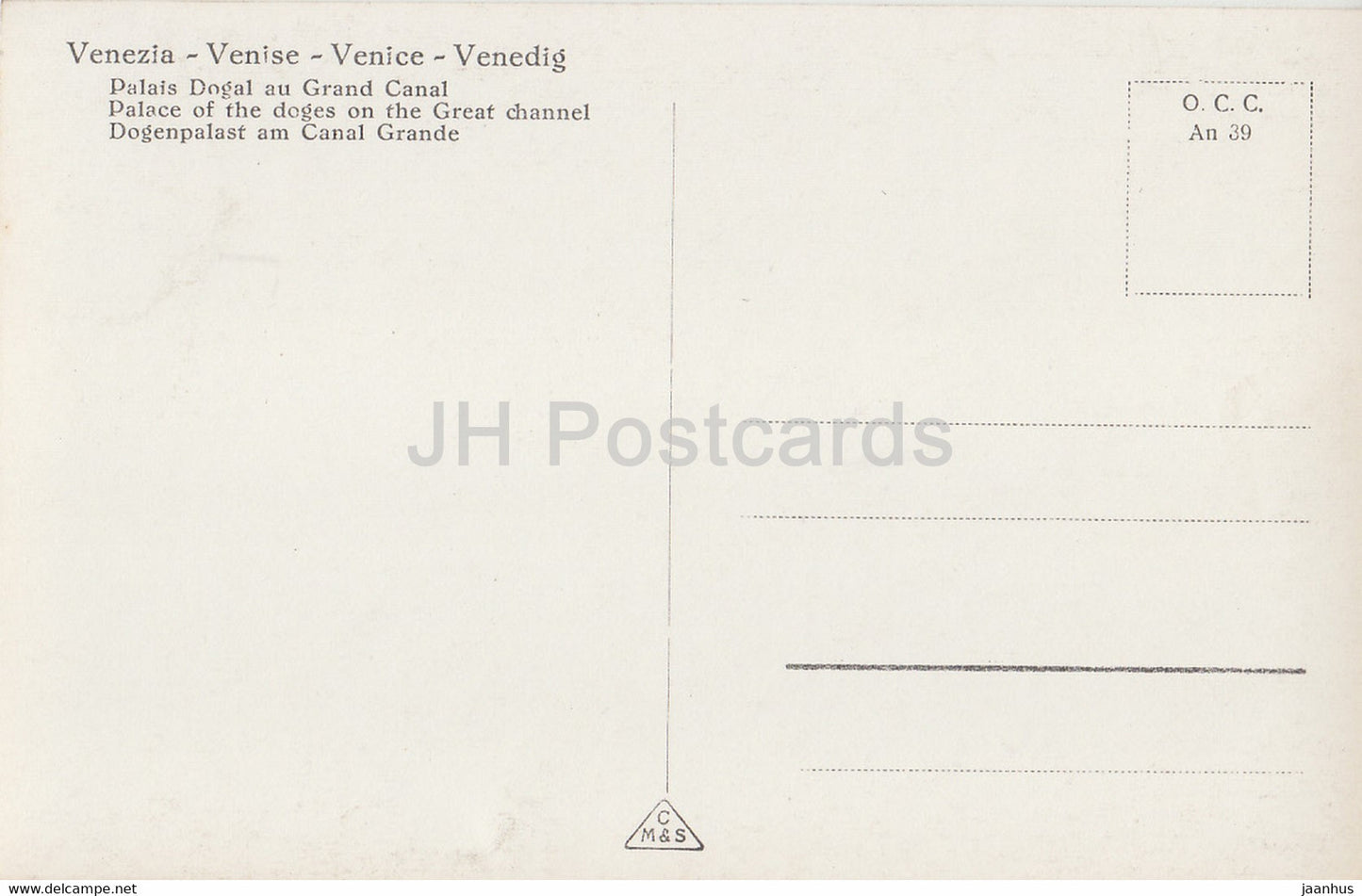 Venezia - Vendig - Venise - Palais des Doges sur le Grand Canal - 645 - carte postale ancienne - Italie - inutilisée