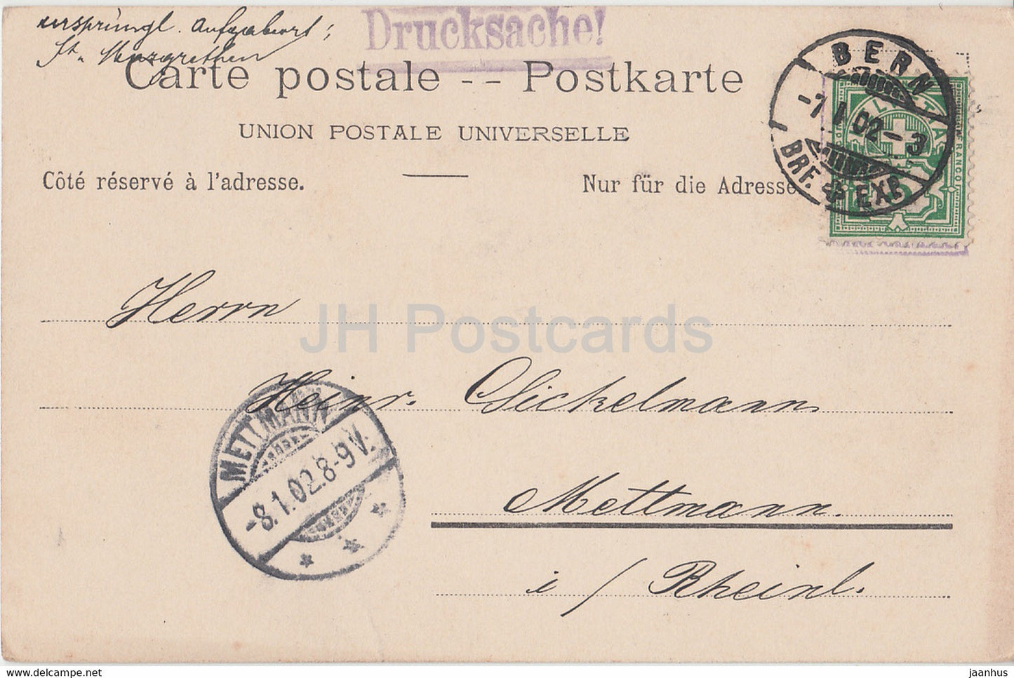 Berne - Berne - Kornhausbrucke - pont - 450 - carte postale ancienne - 1902 - Suisse - utilisé