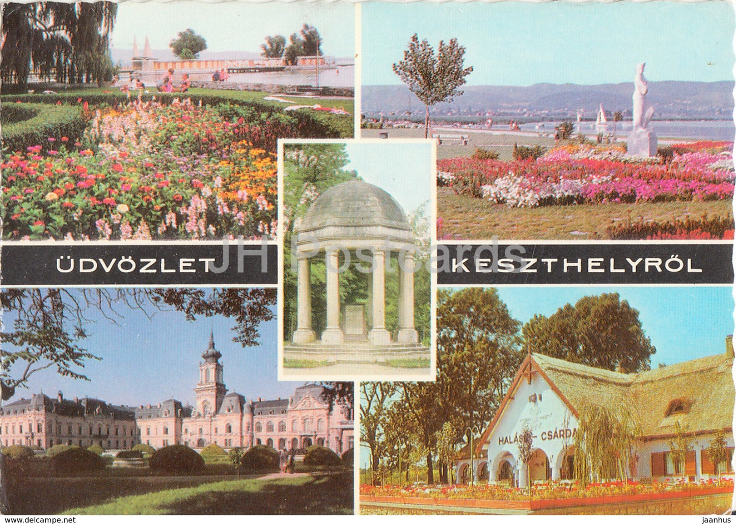 Keszthely - street - multiview - 1970s - Hungary - used - JH Postcards