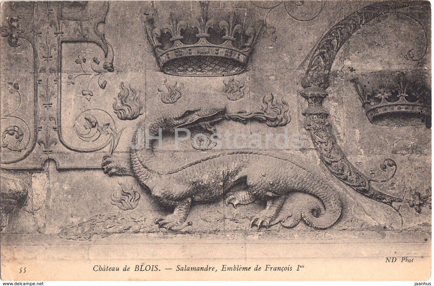 Chateau de Blois - Salamandre - Embleme de Francois Ier - castle - 55 - old postcard - 1906 - France - used
