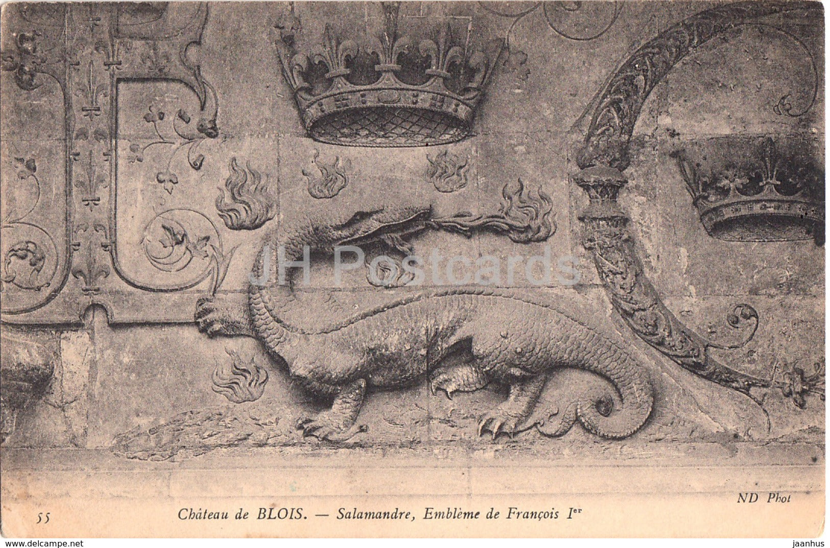 Chateau de Blois - Salamandre - Embleme de Francois Ier - castle - 55 - old postcard - 1906 - France - used