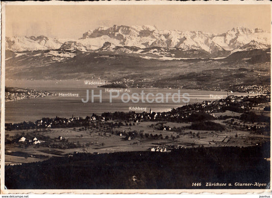 Zurichsee u. Glarner-Alpen - Kilchberg - Herrliberg - Wadenswil - Thalwil - 1446 - Switzerland - old postcard - used - JH Postcards