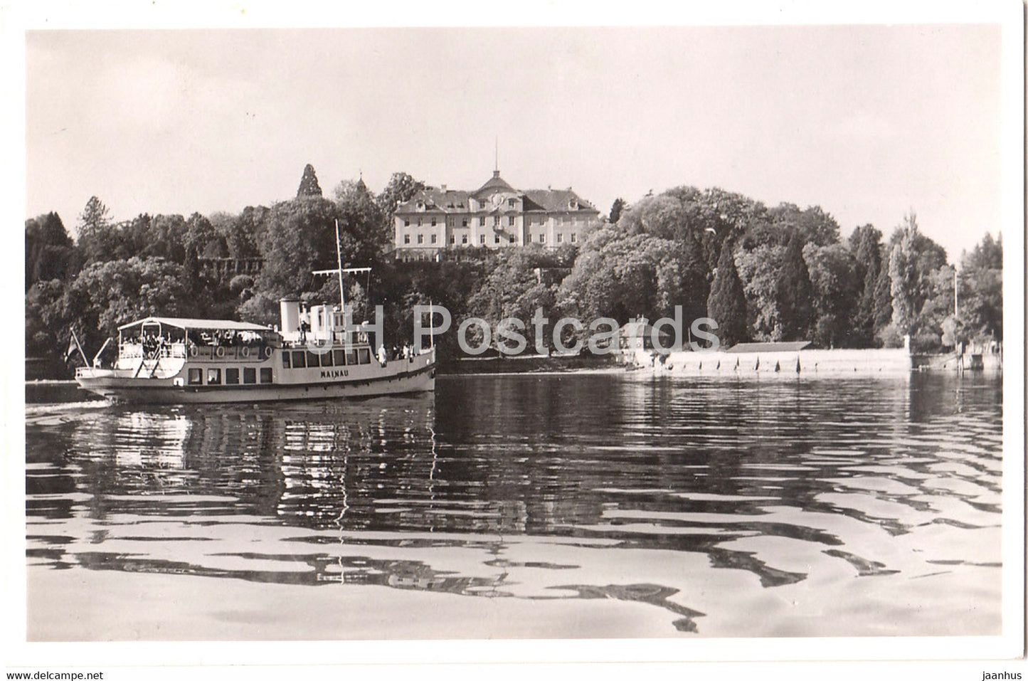 Insel Mainau im Bodensee - Schloss vom See - boat - ship - Germany - used - JH Postcards