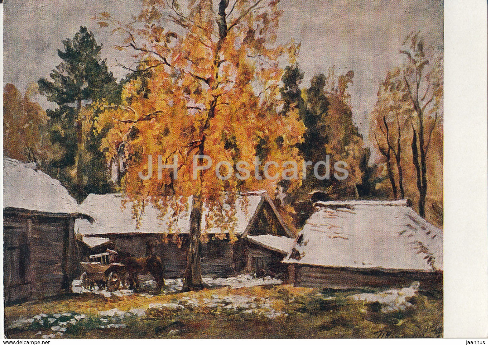 painting by P. Konchalovsky - First Snow - Russian art - 1960 - Russia USSR - unused - JH Postcards