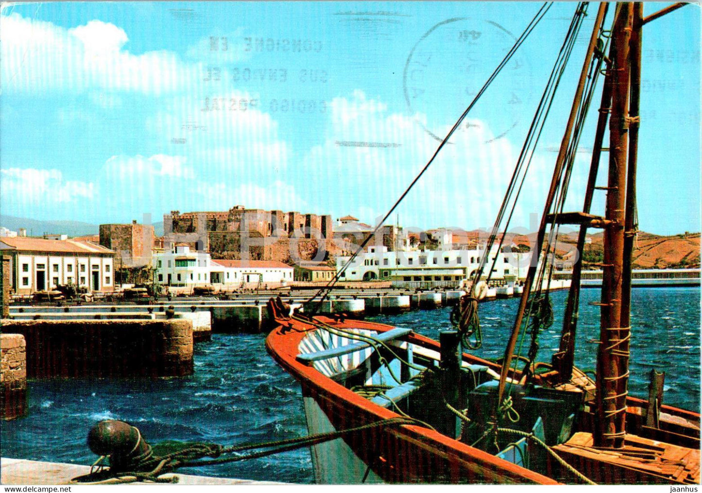 Tarifa - Puerto Pesquero y Castillo de Guzman El Bueno - Fishing port - castle - ship - boat - Spain - used - JH Postcards