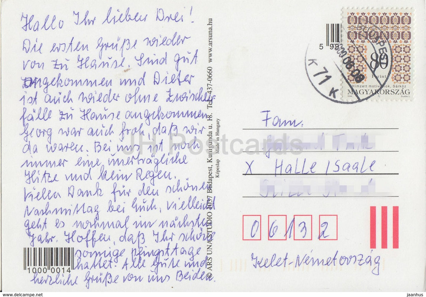 Grüße aus Budapest – Kathedrale – Straßenbahn – Architektur – 2000 – Ungarn – gebraucht