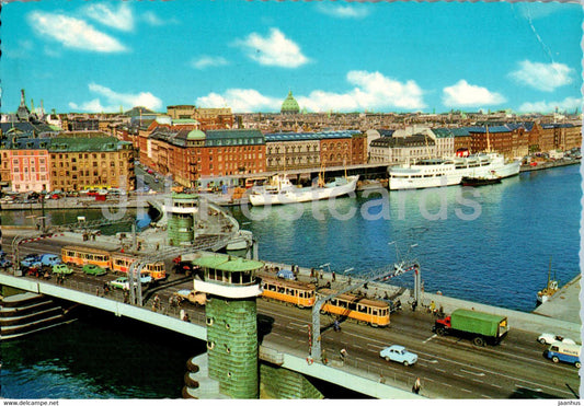 Copenhagen - Kopenhagen - Havneparti ved Knippelsbro - harbour - ship - bridge - tram - 174 - 1961 - Denmark - used - JH Postcards