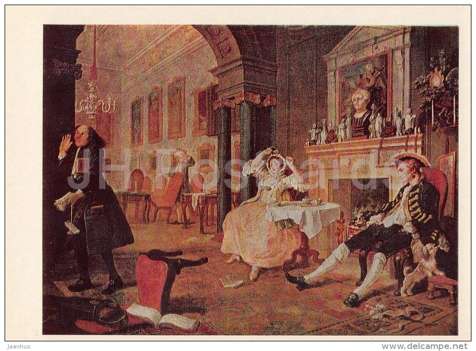 painting by William Hogarth - Stylish Marriage - English art - 1968 - Russia USSR - unused - JH Postcards