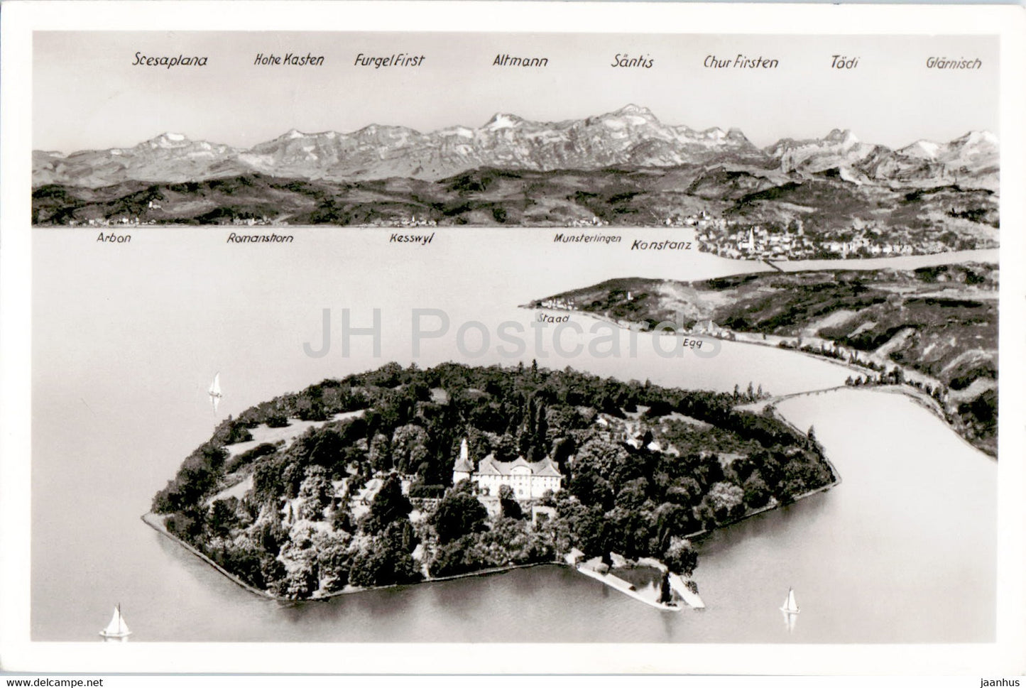 Insel Mainau im Bodensee - old postcard - 1953 - Germany - used - JH Postcards