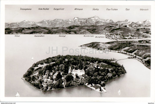 Insel Mainau im Bodensee - old postcard - 1953 - Germany - used - JH Postcards