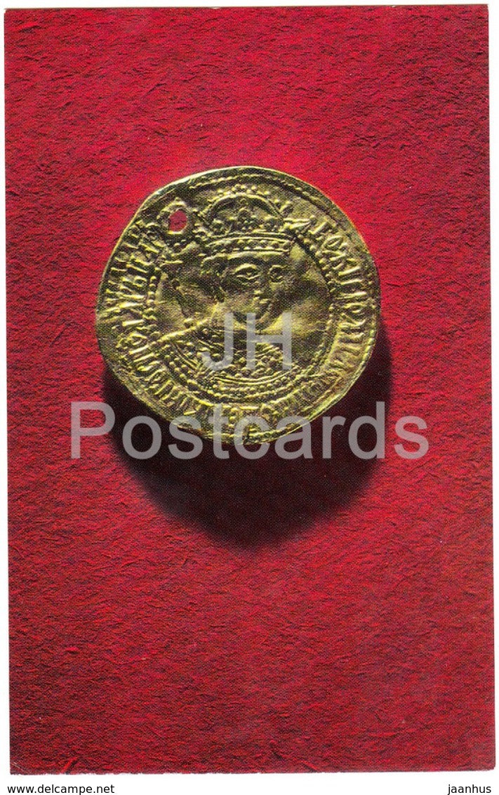 Gold Ugorsky (Chervonets) of Tsar Boris Godunov , 16th century - Rare Russian Coins - 1971 - Russia USSR - unused - JH Postcards