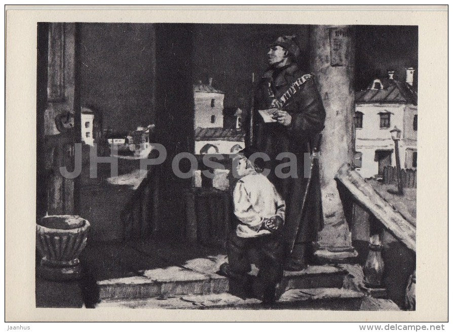 illustration to the Arkady Gaidar work R.V.S. (Revolutionary Military Council) - soldier - 1973 - Russia USSR - unused - JH Postcards