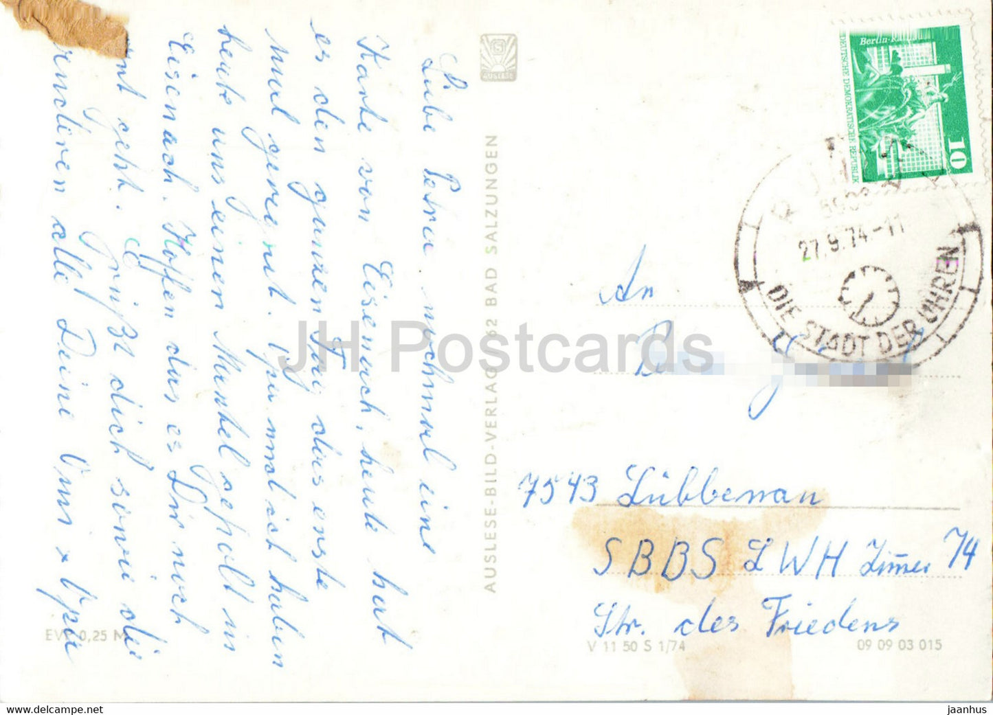 Die Wartburg bei Eisenach - castle - old postcard - 1974 - Germany DDR - used