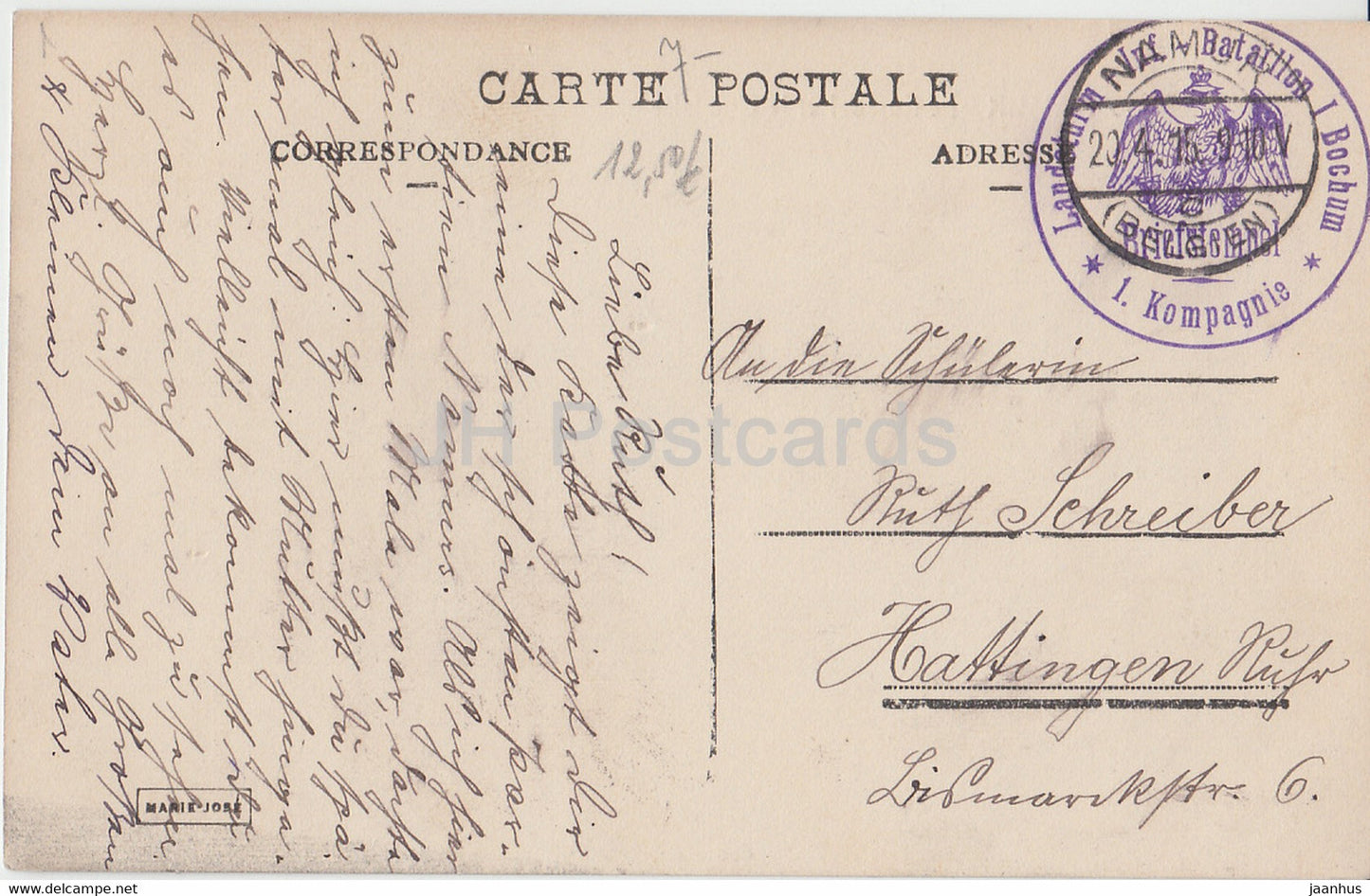 Namur - Le Kursaal et le Citadelle - Landsturm Inf Bataillon I Bochum - Feldpost - alte Postkarte - Belgien - gebraucht