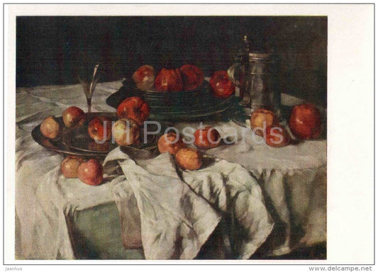 painting by Carl Schuch - Still Life with Apples - austrian art - unused - JH Postcards
