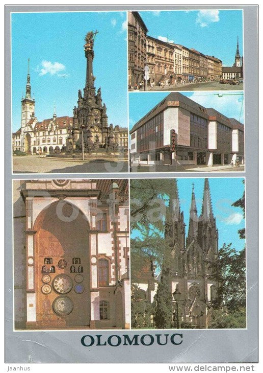 Olomouc - Peace square - Red Army square - Orloj - St. Vaclav house - Czechoslovakia - Czech - used - JH Postcards