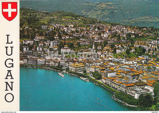 Lugano - aerial view - Switzerland - unused - JH Postcards