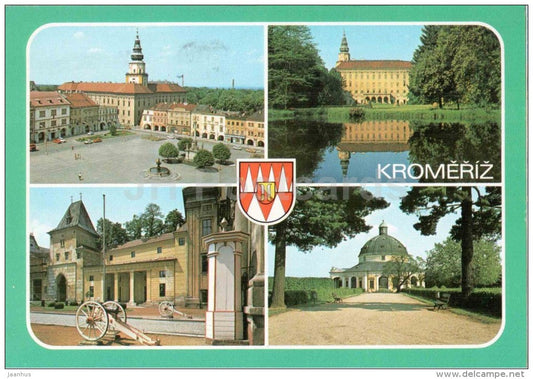 Kromeriz - square - cannons - town views - architecture - Czechoslovakia - Czech - used 1987 - JH Postcards