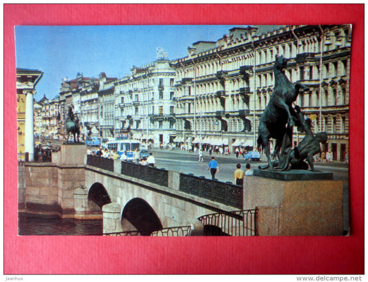 Nevsky Prospect . Anichkov Bridge - trolleybus - Leningrad - St. Petersburg - 1970 - Russia USSR - unused - JH Postcards