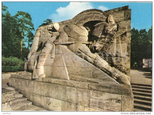 detail of the War Cemetery Ensemble - horse - Riga - 1963 - Latvia USSR - unused - JH Postcards
