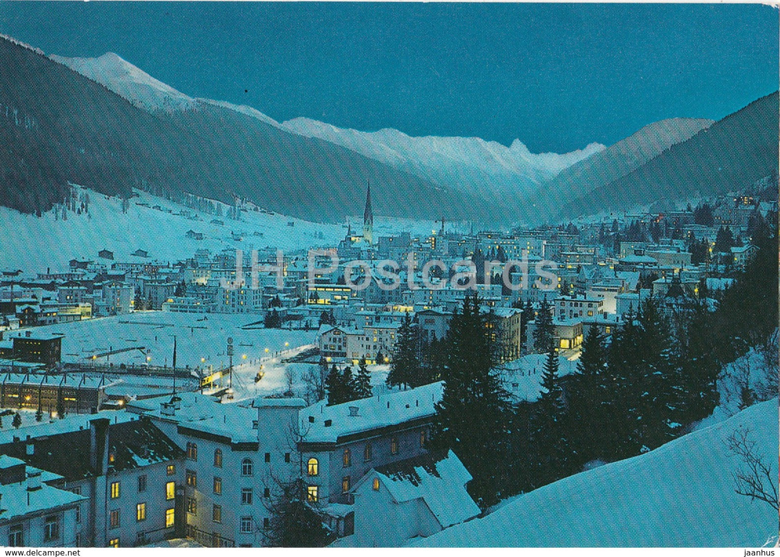 Davos 1560 m - Gesamtansicht mit Tinzenhorn 3179 m - 800 - 1974 - Switzerland - used - JH Postcards