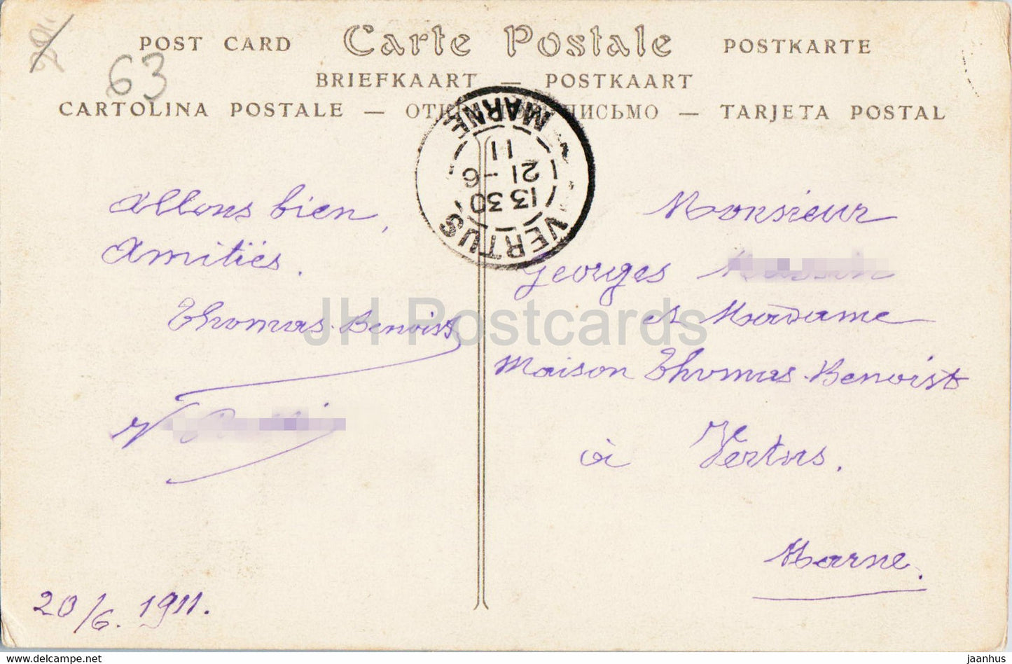 Clermont Ferrand - Vue generale prise de Montjuzet - 250 - old postcard - 1911 - France - used
