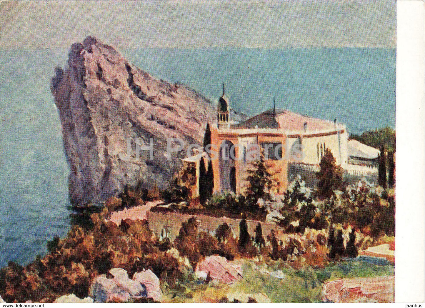painting by I. Titov - sanatorium Mechta (Dream) - Crimea - Russian art - 1961 - Russia USSR - unused - JH Postcards