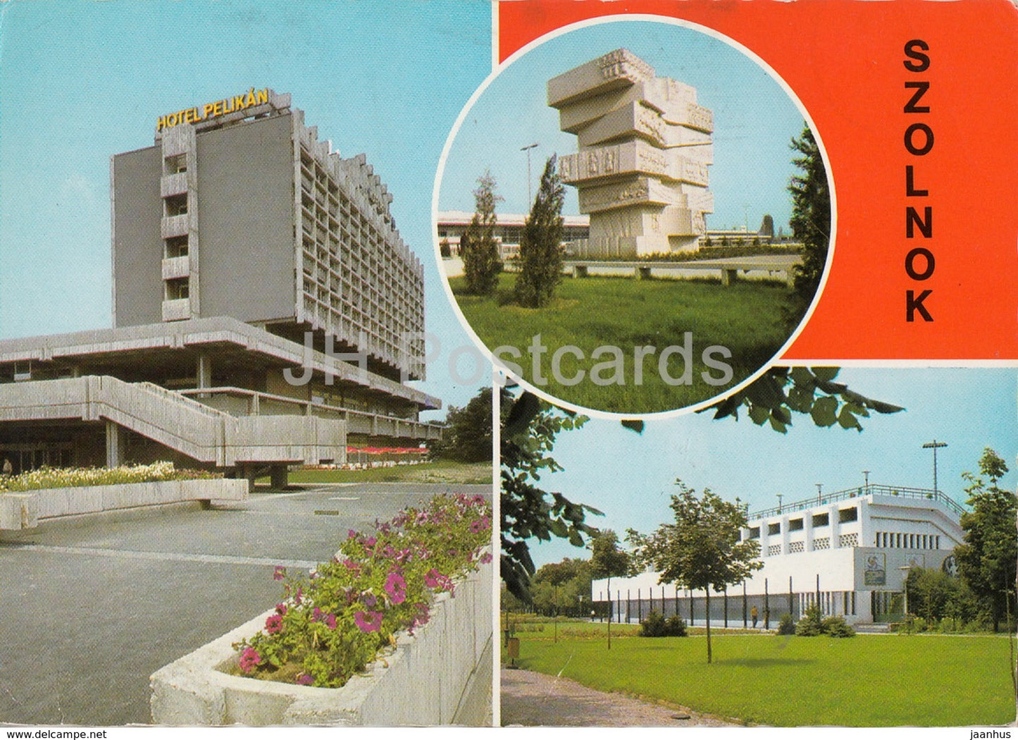 Szolnok - hotel Pelikan - monument - multiview - 1978 - Hungary - used - JH Postcards