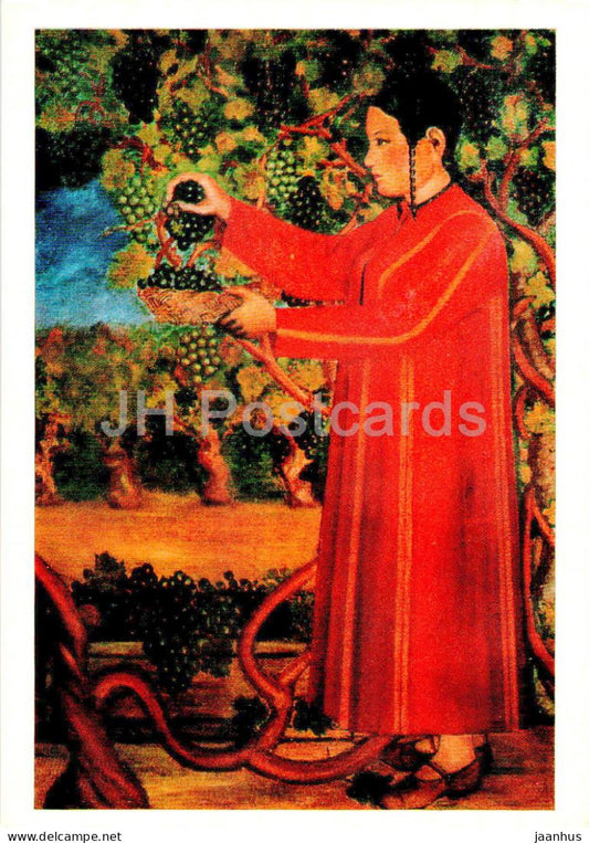 painting by B. Nurali - Grape harvest - Turkmenian art - 1975 - Russia USSR - unused - JH Postcards