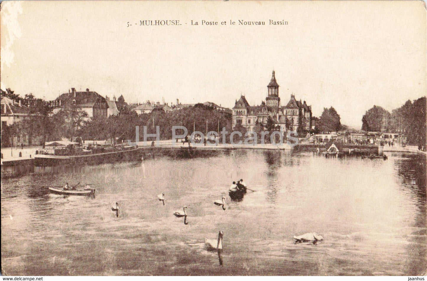 Mulhouse - La Poste et le Nouveau Bassin - 5 - old postcard - France - unused - JH Postcards