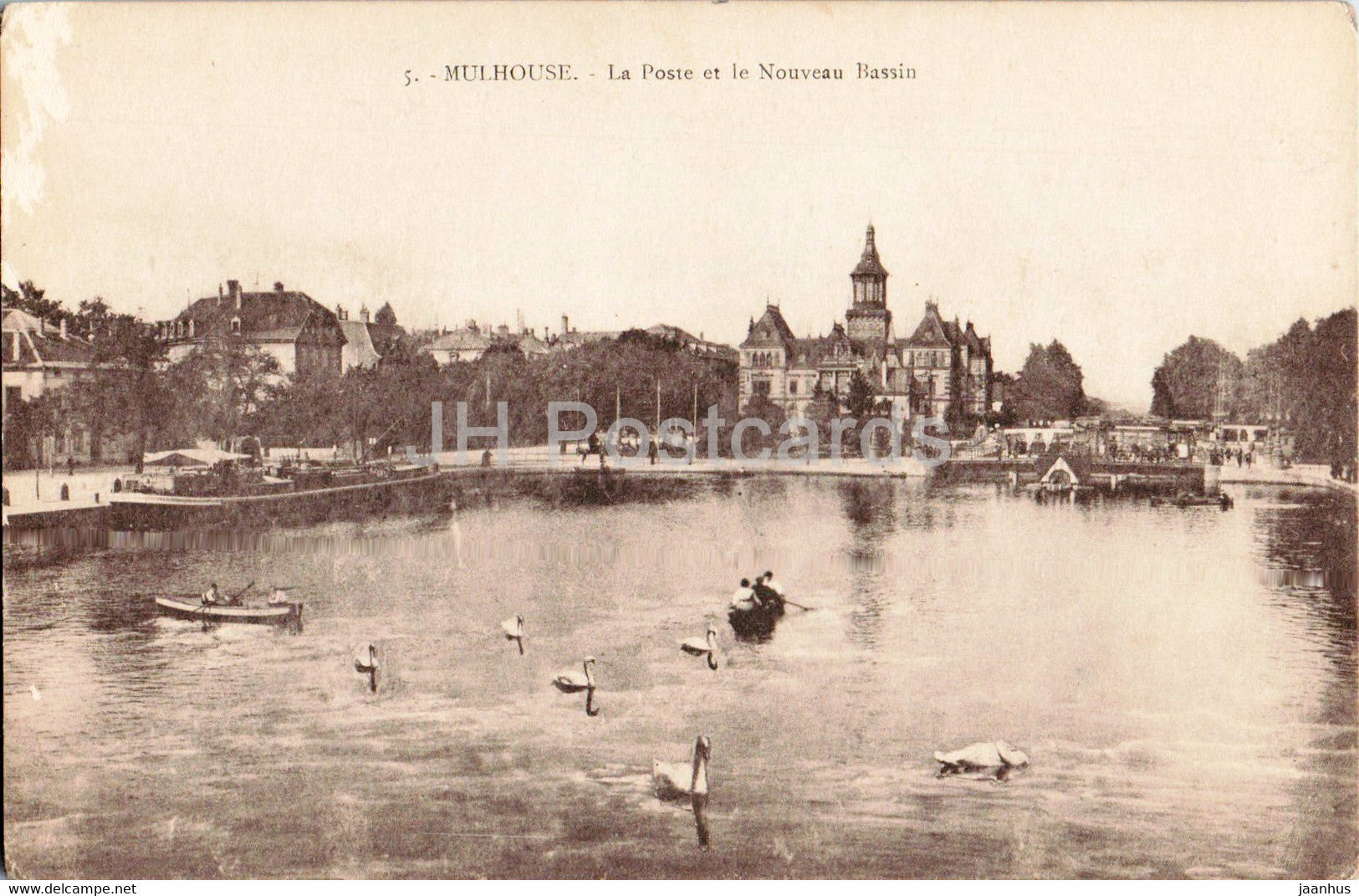Mulhouse - La Poste et le Nouveau Bassin - 5 - old postcard - France - unused - JH Postcards